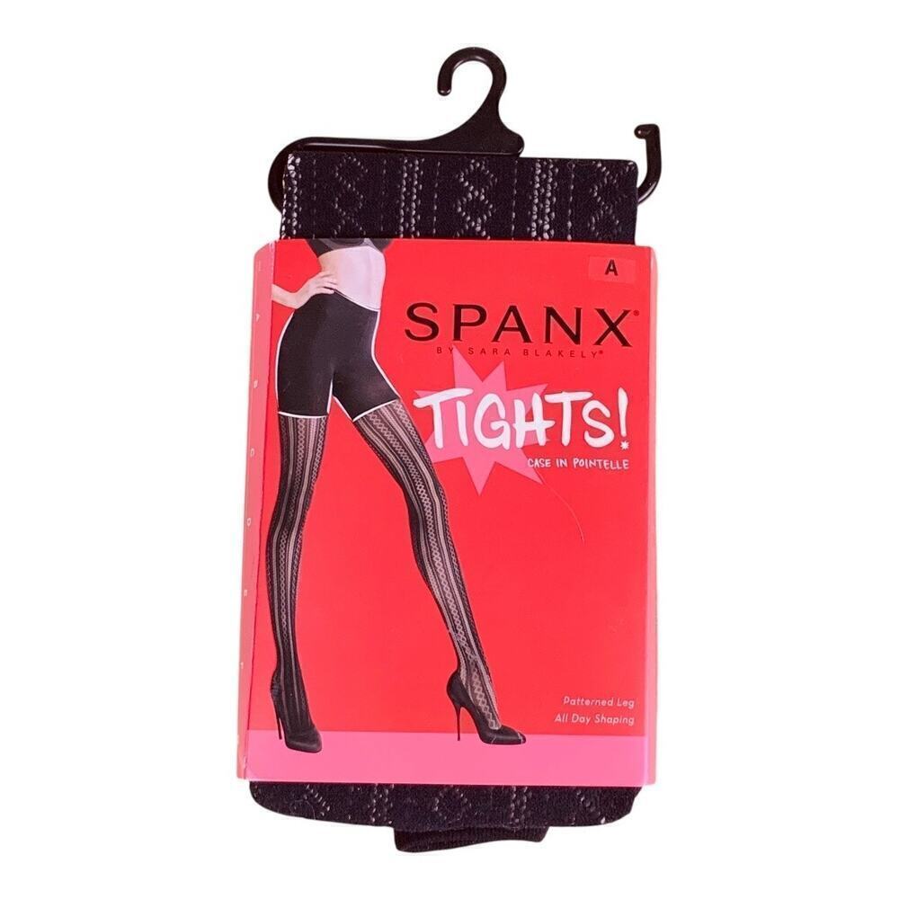 SPANX Very Black Pointelle Leg Shaping Tights Size A